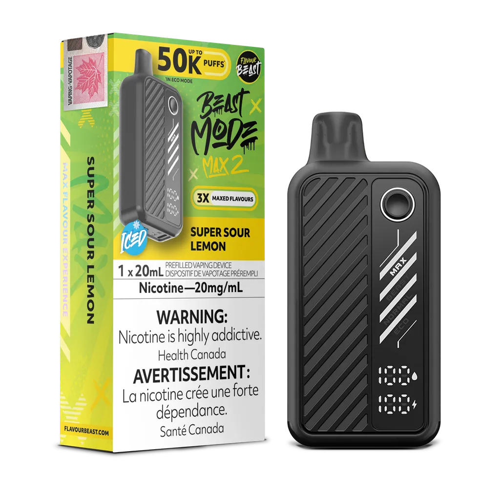 Super Sour Lemon Iced Flavour Beast Mode Max 2 - Disposable 50K