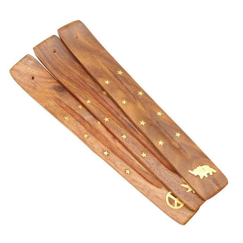 Assorted Inlay - 10" Wood Incense Burner