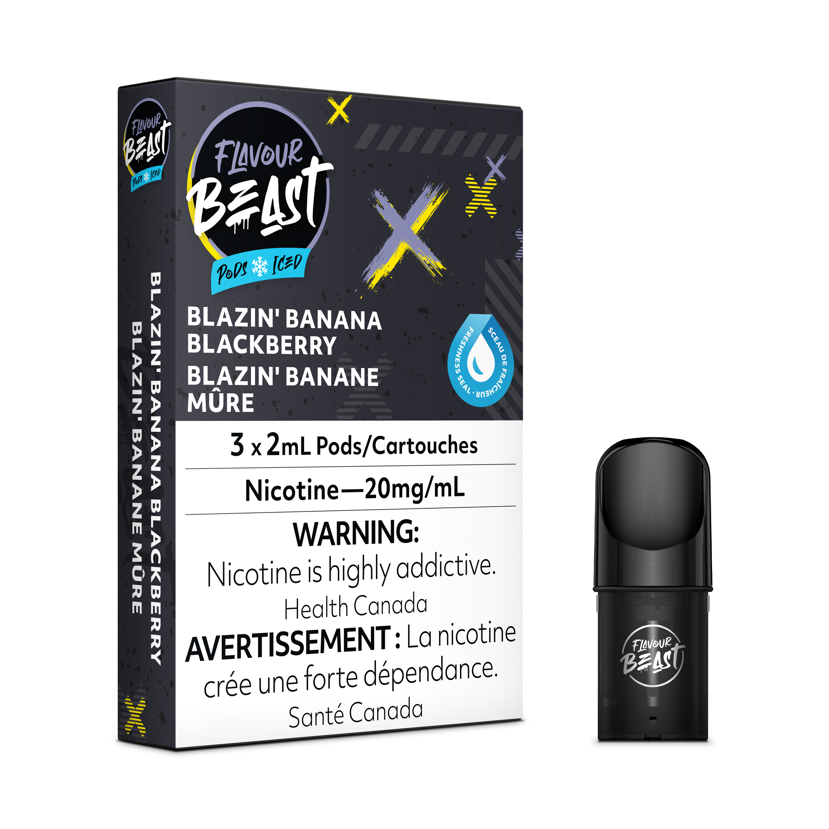 Flavour Beast Flow Pods - Blazin Banana Blackberry Iced (Compatible With STLTH) (FEDERAL)