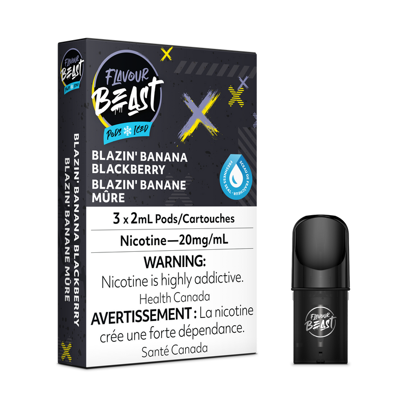 Flavour Beast Flow Pods - Blazin Banana Blackberry Iced (EXCISE TAXED) (Compatible With STLTH)