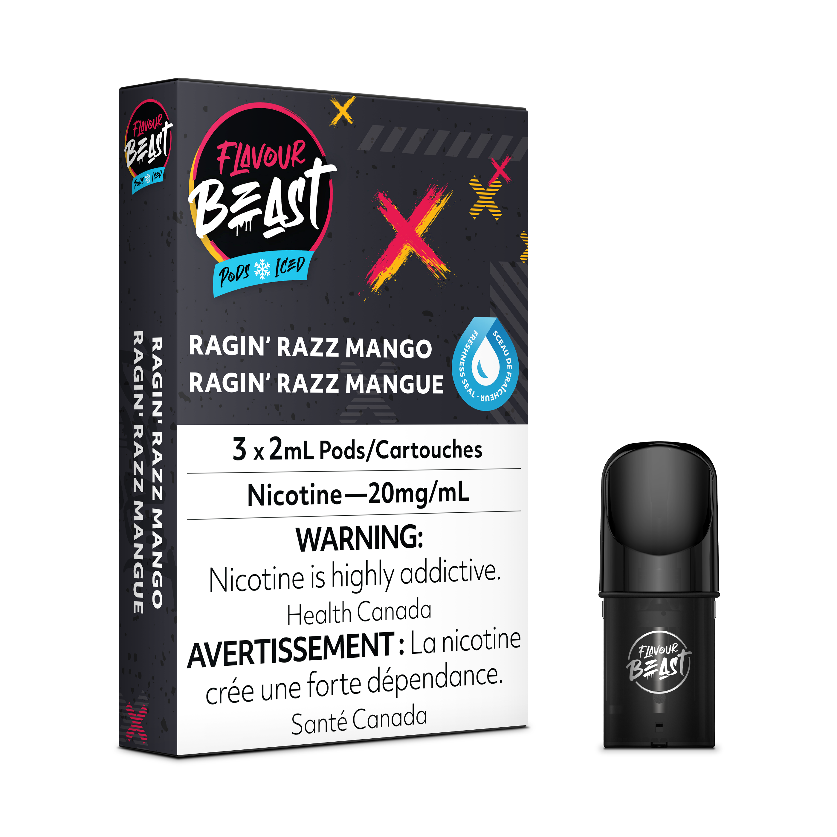 Flavour Beast Flow Pods - Ragin' Razz Mango Iced (Compatible With STLTH) (FEDERAL)